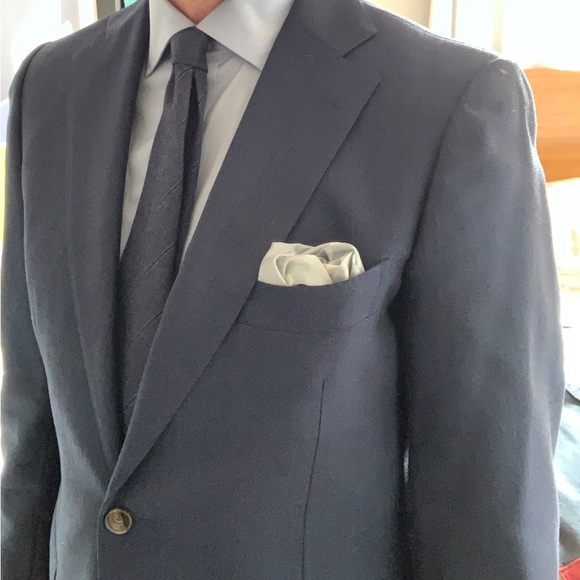 Light blue with white polka dots pocket square - Picture 3 of 3